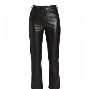 MOTHER Black Straight-Leg Faux Leather Jeans